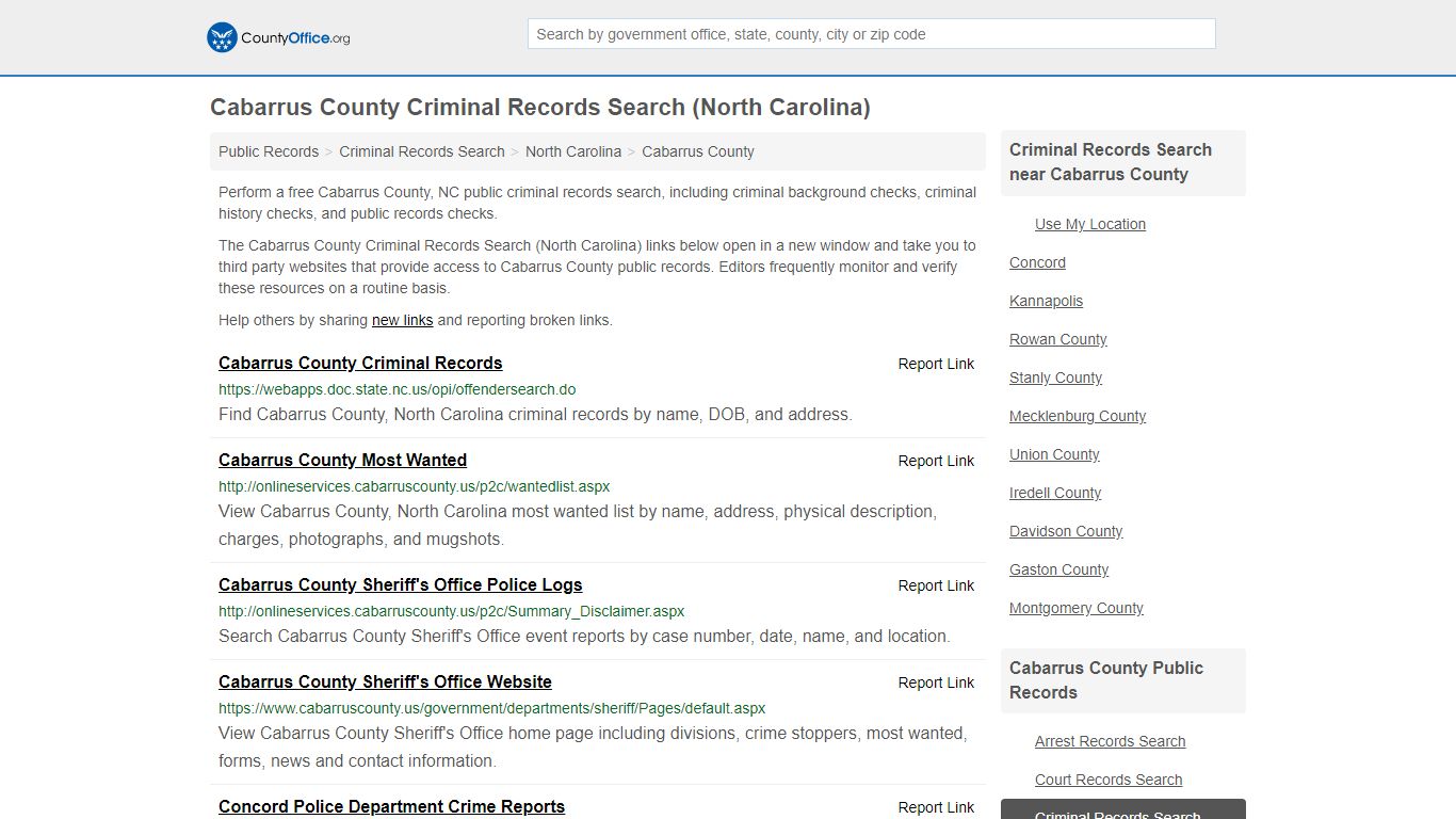 Criminal Records Search - Cabarrus County, NC (Arrests ...